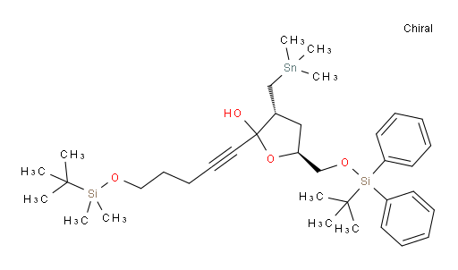 (3R,5S)-2-(5-((tert-butyldimethylsilyl)oxy)pent-1-yn-1-yl)-5-(((tert-butyldiphenylsilyl)oxy)methyl)-3-((trimethylstannyl)methyl)tetrahydrofuran-2-ol
