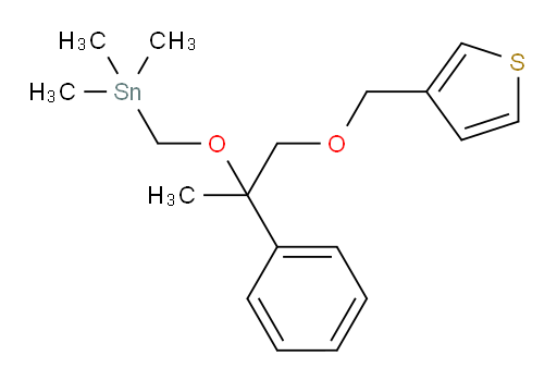 trimethyl(((2-phenyl-1-(thiophen-3-ylmethoxy)propan-2-yl)oxy)methyl)stannane