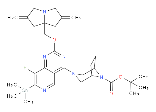 tert-butyl 3-(2-((2,6-dimethylenehexahydro-1H-pyrrolizin-7a-yl)methoxy)-8-fluoro-7-(trimethylstannyl)pyrido[4,3-d]pyrimidin-4-yl)-3,8-diazabicyclo[3.2.1]octane-8-carboxylate