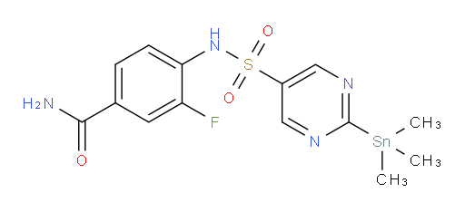 3-fluoro-4-(2-(trimethylstannyl)pyrimidine-5-sulfonamido)benzamide