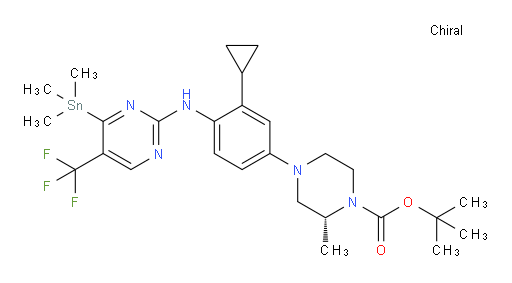 (R)-tert-butyl 4-(3-cyclopropyl-4-((5-(trifluoromethyl)-4-(trimethylstannyl)pyrimidin-2-yl)amino)phenyl)-2-methylpiperazine-1-carboxylate