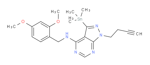 1-(but-3-yn-1-yl)-N-(2,4-dimethoxybenzyl)-3-(trimethylstannyl)-1H-pyrazolo[3,4-d]pyrimidin-4-amine
