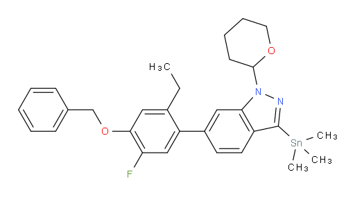 6-(4-(benzyloxy)-2-ethyl-5-fluorophenyl)-1-(tetrahydro-2H-pyran-2-yl)-3-(trimethylstannyl)-1H-indazole