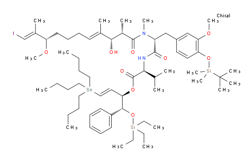 (S)-(1R,2R,E)-1-phenyl-4-(tributylstannyl)-1-((triethylsilyl)oxy)but-3-en-2-yl 2-((R)-3-(4-((tert-butyldimethylsilyl)oxy)-3-methoxyphenyl)-2-((2S,3S,4E,9S,10E)-3-hydroxy-11-iodo-9-methoxy-N,2,4,10-tetramethylundeca-4,10-dienamido)propanamido)-3-methylbutanoate