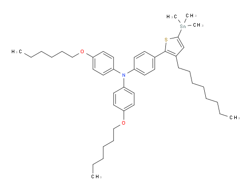 4-(hexyloxy)-N-(4-(hexyloxy)phenyl)-N-(4-(3-octyl-5-(trimethylstannyl)thiophen-2-yl)phenyl)aniline