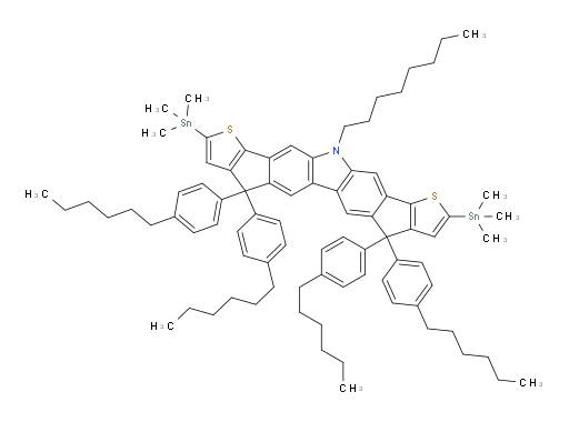 4,4,7,7-tetrakis(4-hexylphenyl)-12-octyl-2,9-bis(trimethylstannyl)-7,12-dihydro-4H-thieno[3',2':4,5]cyclopenta[1,2-b]thieno[3',2':4,5]cyclopenta[2,1-h]carbazole