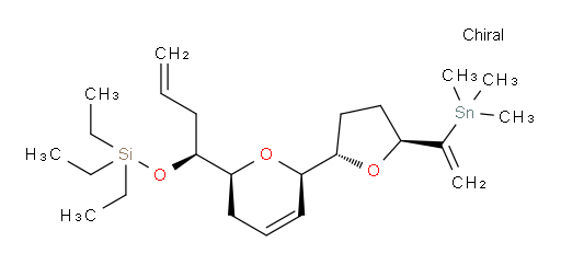 triethyl(((S)-1-((2S,6R)-6-((2S,5S)-5-(1-(trimethylstannyl)vinyl)tetrahydrofuran-2-yl)-3,6-dihydro-2H-pyran-2-yl)but-3-en-1-yl)oxy)silane