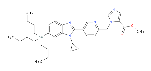 methyl 1-((5-(1-cyclopropyl-6-(tributylstannyl)-1H-benzo[d]imidazol-2-yl)pyridin-2-yl)methyl)-1H-imidazole-5-carboxylate