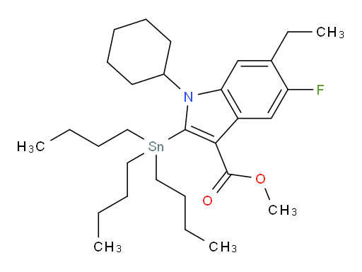 methyl 1-cyclohexyl-6-ethyl-5-fluoro-2-(tributylstannyl)-1H-indole-3-carboxylate