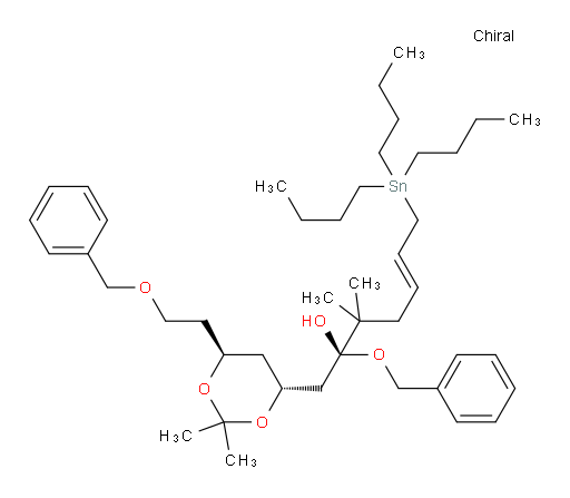 (R,E)-2-(benzyloxy)-1-((4R,6S)-6-(2-(benzyloxy)ethyl)-2,2-dimethyl-1,3-dioxan-4-yl)-3,3-dimethyl-7-(tributylstannyl)hept-5-en-2-ol
