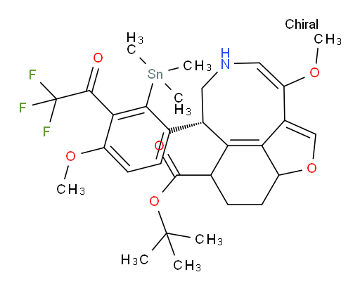 (7R,E)-tert-butyl 3-methoxy-7-(4-methoxy-3-(2,2,2-trifluoroacetyl)-2-(trimethylstannyl)phenyl)-6,7,8,9,10,10a-hexahydro-5H-benzofuro[3,4-de]azocine-8-carboxylate