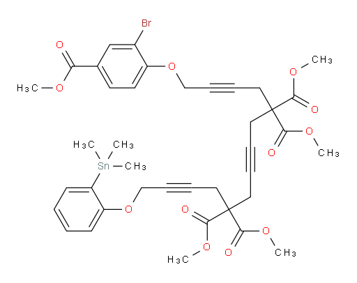 tetramethyl 1-(2-bromo-4-(methoxycarbonyl)phenoxy)-14-(2-(trimethylstannyl)phenoxy)tetradeca-2,7,12-triyne-5,5,10,10-tetracarboxylate