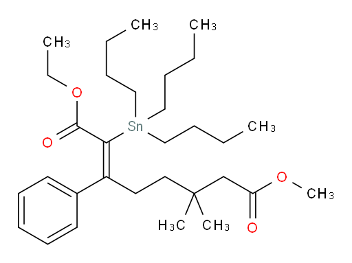 (E)-1-ethyl 8-methyl 6,6-dimethyl-3-phenyl-2-(tributylstannyl)oct-2-enedioate