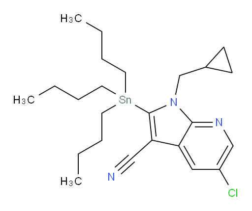 5-chloro-1-(cyclopropylmethyl)-2-(tributylstannyl)-1H-pyrrolo[2,3-b]pyridine-3-carbonitrile