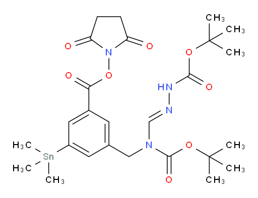 (E)-tert-butyl 2-(((tert-butoxycarbonyl)(3-(((2,5-dioxopyrrolidin-1-yl)oxy)carbonyl)-5-(trimethylstannyl)benzyl)amino)methylene)hydrazinecarboxylate