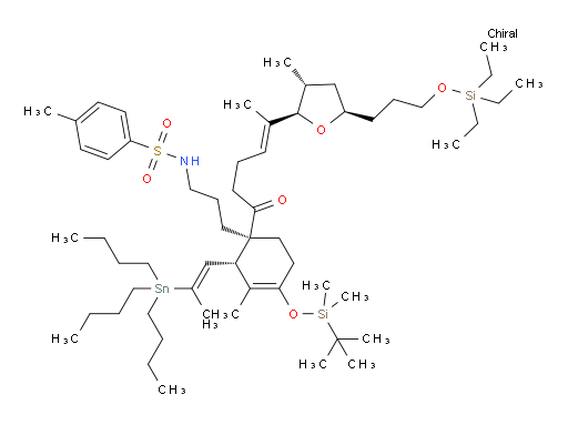 N-(3-((1S,2S)-4-((tert-butyldimethylsilyl)oxy)-3-methyl-1-((E)-5-((2R,3R,5R)-3-methyl-5-(3-((triethylsilyl)oxy)propyl)tetrahydrofuran-2-yl)hex-4-enoyl)-2-((E)-2-(tributylstannyl)prop-1-en-1-yl)cyclohex-3-en-1-yl)propyl)-4-methylbenzenesulfonamide