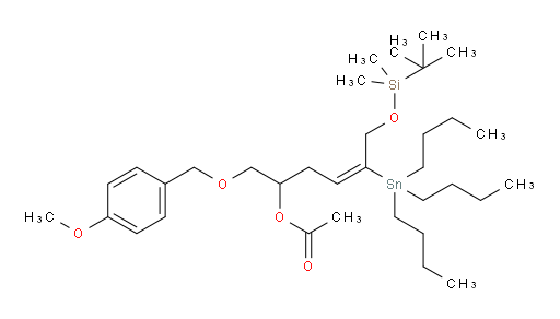 (E)-6-((tert-butyldimethylsilyl)oxy)-1-((4-methoxybenzyl)oxy)-5-(tributylstannyl)hex-4-en-2-yl acetate