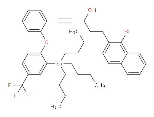 5-(1-bromonaphthalen-2-yl)-1-(2-(2-(tributylstannyl)-4-(trifluoromethyl)phenoxy)phenyl)pent-1-yn-3-ol