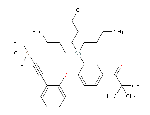 2,2-dimethyl-1-(3-(tributylstannyl)-4-(2-((trimethylsilyl)ethynyl)phenoxy)phenyl)propan-1-one