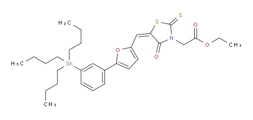 (E)-乙基 2-(4-氧代-2-硫酮基-5-((5-(3-(三丁基锡基)苯基)呋喃-2-基)亚甲基)噻唑烷-3-基)乙酸酯