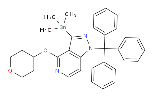 4-((tetrahydro-2H-pyran-4-yl)oxy)-3-(trimethylstannyl)-1-trityl-1H-pyrazolo[4,3-c]pyridine