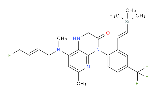 8-(((E)-4-fluorobut-2-en-1-yl)(methyl)amino)-6-methyl-4-(4-(trifluoromethyl)-2-((E)-2-(trimethylstannyl)vinyl)phenyl)-1,2-dihydropyrido[2,3-b]pyrazin-3(4H)-one