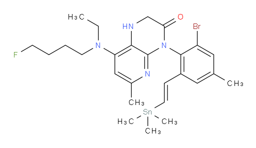 (E)-4-(2-bromo-4-methyl-6-(2-(trimethylstannyl)vinyl)phenyl)-8-(ethyl(4-fluorobutyl)amino)-6-methyl-1,2-dihydropyrido[2,3-b]pyrazin-3(4H)-one