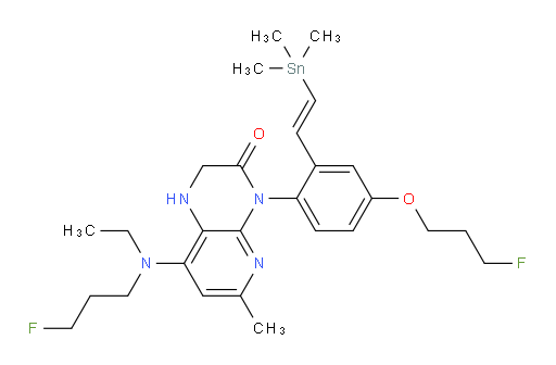 (E)-8-(ethyl(3-fluoropropyl)amino)-4-(4-(3-fluoropropoxy)-2-(2-(trimethylstannyl)vinyl)phenyl)-6-methyl-1,2-dihydropyrido[2,3-b]pyrazin-3(4H)-one