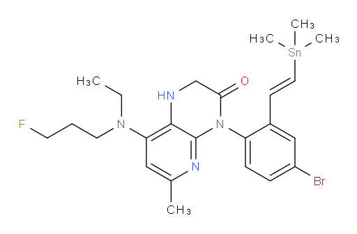 (E)-4-(4-bromo-2-(2-(trimethylstannyl)vinyl)phenyl)-8-(ethyl(3-fluoropropyl)amino)-6-methyl-1,2-dihydropyrido[2,3-b]pyrazin-3(4H)-one