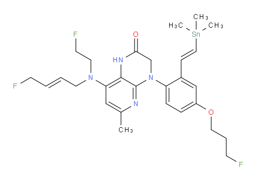 8-(((E)-4-fluorobut-2-en-1-yl)(2-fluoroethyl)amino)-4-(4-(3-fluoropropoxy)-2-((E)-2-(trimethylstannyl)vinyl)phenyl)-6-methyl-3,4-dihydropyrido[2,3-b]pyrazin-2(1H)-one