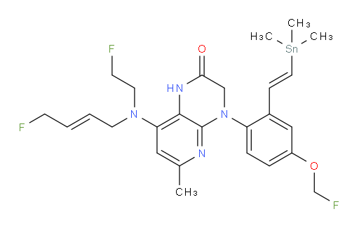 8-(((E)-4-fluorobut-2-en-1-yl)(2-fluoroethyl)amino)-4-(4-(fluoromethoxy)-2-((E)-2-(trimethylstannyl)vinyl)phenyl)-6-methyl-3,4-dihydropyrido[2,3-b]pyrazin-2(1H)-one
