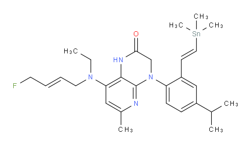 8-(ethyl((E)-4-fluorobut-2-en-1-yl)amino)-4-(4-isopropyl-2-((E)-2-(trimethylstannyl)vinyl)phenyl)-6-methyl-3,4-dihydropyrido[2,3-b]pyrazin-2(1H)-one
