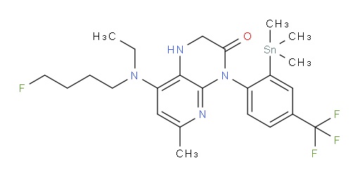 8-(ethyl(4-fluorobutyl)amino)-6-methyl-4-(4-(trifluoromethyl)-2-(trimethylstannyl)phenyl)-1,2-dihydropyrido[2,3-b]pyrazin-3(4H)-one