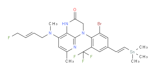 4-(2-bromo-6-(trifluoromethyl)-4-((E)-2-(trimethylstannyl)vinyl)phenyl)-8-(((E)-4-fluorobut-2-en-1-yl)(methyl)amino)-6-methyl-3,4-dihydropyrido[2,3-b]pyrazin-2(1H)-one