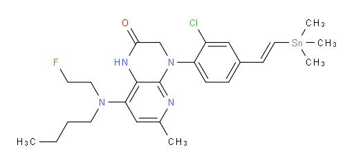 (E)-8-(butyl(2-fluoroethyl)amino)-4-(2-chloro-4-(2-(trimethylstannyl)vinyl)phenyl)-6-methyl-3,4-dihydropyrido[2,3-b]pyrazin-2(1H)-one