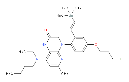 (E)-8-(butyl(ethyl)amino)-4-(4-(3-fluoropropoxy)-2-(2-(trimethylstannyl)vinyl)phenyl)-6-methyl-3,4-dihydropyrido[2,3-b]pyrazin-2(1H)-one