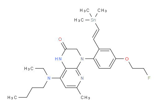 (E)-8-(butyl(ethyl)amino)-4-(4-(2-fluoroethoxy)-2-(2-(trimethylstannyl)vinyl)phenyl)-6-methyl-3,4-dihydropyrido[2,3-b]pyrazin-2(1H)-one