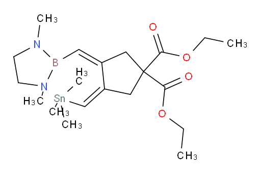(3Z,4Z)-二乙基 3-((1,3-二甲基-1,3,2-二氮杂boroli二n-2-基)亚甲基)-4-((三甲基锡基)亚甲基)环戊烷-1,1-二甲酸酯