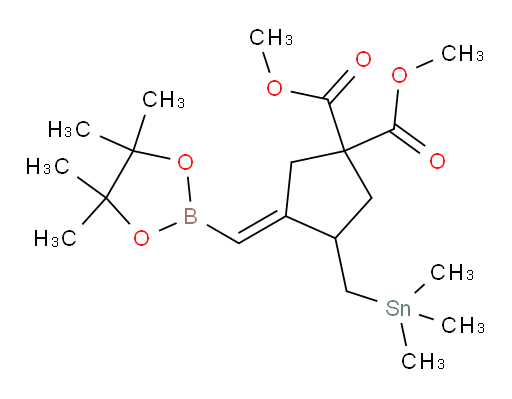 (E)-二甲基 3-((4,4,5,5-四甲基-1,3,2-二氧杂环己硼烷-2-基)亚甲基)-4-((三甲基锡基)甲基)环戊烷-1,1-二甲酸酯
