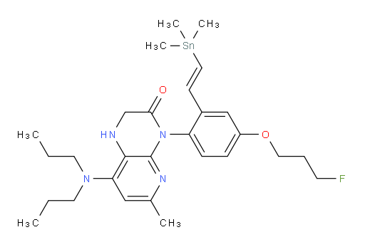 (E)-8-(dipropylamino)-4-(4-(3-fluoropropoxy)-2-(2-(trimethylstannyl)vinyl)phenyl)-6-methyl-1,2-dihydropyrido[2,3-b]pyrazin-3(4H)-one