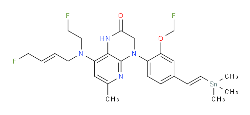 8-(((E)-4-fluorobut-2-en-1-yl)(2-fluoroethyl)amino)-4-(2-(fluoromethoxy)-4-((E)-2-(trimethylstannyl)vinyl)phenyl)-6-methyl-3,4-dihydropyrido[2,3-b]pyrazin-2(1H)-one