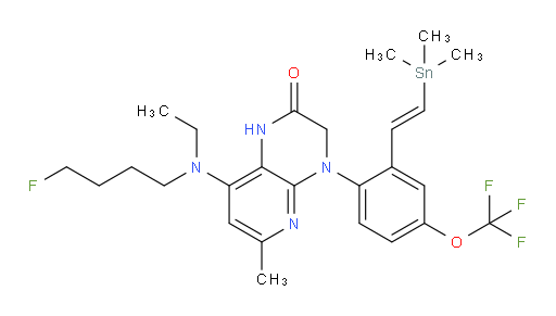 (E)-8-(ethyl(4-fluorobutyl)amino)-6-methyl-4-(4-(trifluoromethoxy)-2-(2-(trimethylstannyl)vinyl)phenyl)-3,4-dihydropyrido[2,3-b]pyrazin-2(1H)-one