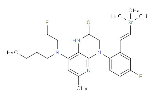(E)-8-(butyl(2-fluoroethyl)amino)-4-(4-fluoro-2-(2-(trimethylstannyl)vinyl)phenyl)-6-methyl-3,4-dihydropyrido[2,3-b]pyrazin-2(1H)-one