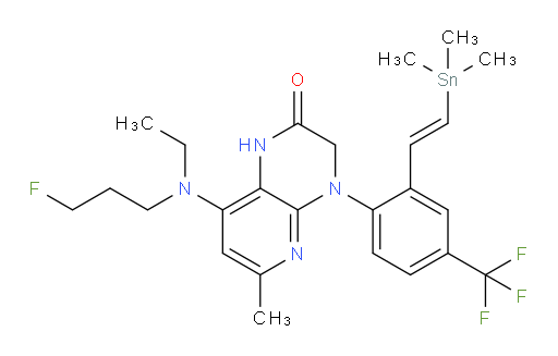 (E)-8-(ethyl(3-fluoropropyl)amino)-6-methyl-4-(4-(trifluoromethyl)-2-(2-(trimethylstannyl)vinyl)phenyl)-3,4-dihydropyrido[2,3-b]pyrazin-2(1H)-one