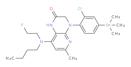 8-(butyl(2-fluoroethyl)amino)-4-(2-chloro-4-(trimethylstannyl)phenyl)-6-methyl-3,4-dihydropyrido[2,3-b]pyrazin-2(1H)-one
