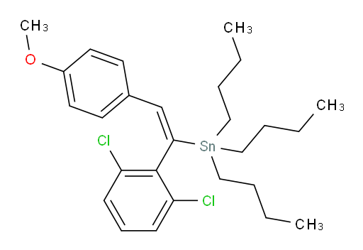 (E)-三丁基(1-(2,6-二氯苯基)-2-(4-甲氧基苯基)乙烯基)锡烷