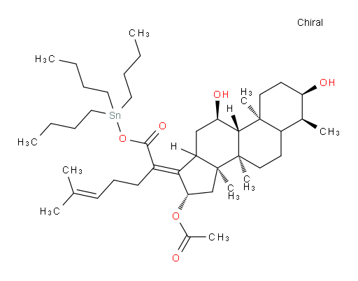(E)-tributylstannyl 2-((3R,4S,8R,9R,10S,11R,14S,16S)-16-acetoxy-3,11-dihydroxy-4,8,10,14-tetramethyldodecahydro-1H-cyclopenta[a]phenanthren-17(2H,10H,14H)-ylidene)-6-methylhept-5-enoate