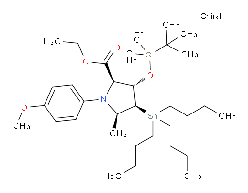 (2R,3S,4S,5R)-ethyl 3-((tert-butyldimethylsilyl)oxy)-1-(4-methoxyphenyl)-5-methyl-4-(tributylstannyl)pyrrolidine-2-carboxylate