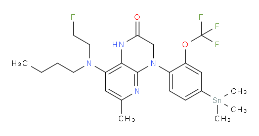 8-(butyl(2-fluoroethyl)amino)-6-methyl-4-(2-(trifluoromethoxy)-4-(trimethylstannyl)phenyl)-3,4-dihydropyrido[2,3-b]pyrazin-2(1H)-one