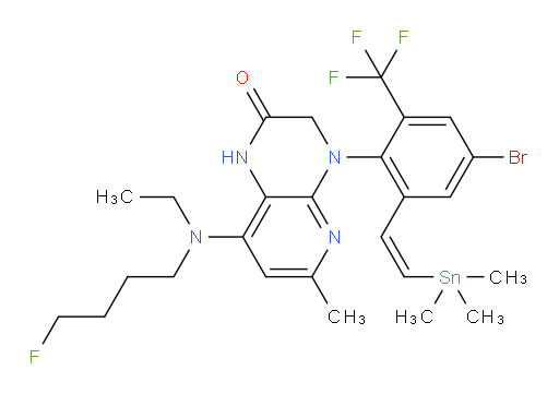 (Z)-4-(4-bromo-2-(trifluoromethyl)-6-(2-(trimethylstannyl)vinyl)phenyl)-8-(ethyl(4-fluorobutyl)amino)-6-methyl-3,4-dihydropyrido[2,3-b]pyrazin-2(1H)-one